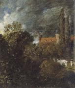 John Constable, View in  Garden at Hampstead,with a Red House beyond